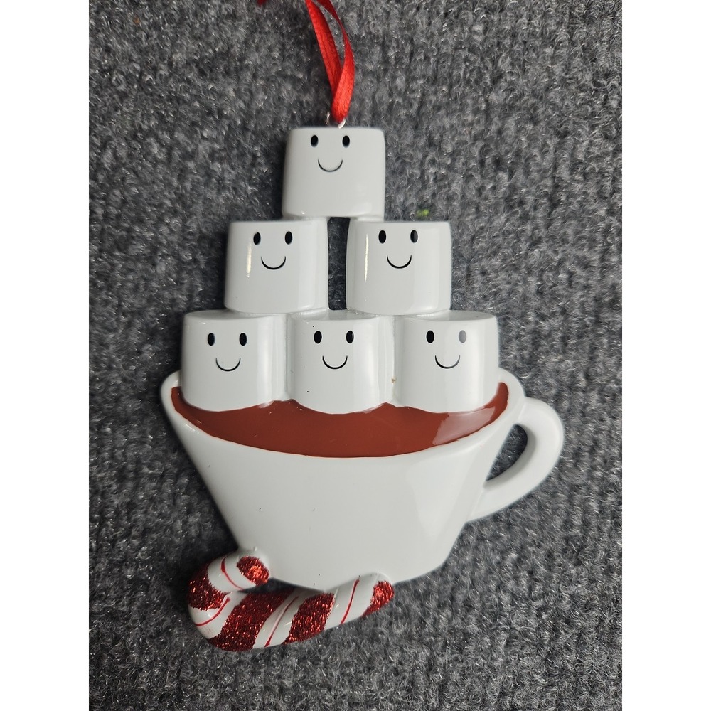 Personalized Christmas Ornament Marshmallow Coffee Cup Of Six,Custom Family Of 6